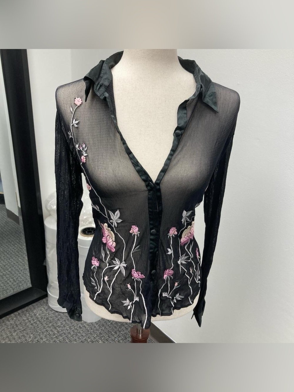 Vintage Vivienne Tam 90s Sheer Whimsygoth Fairycore Floral Blouse